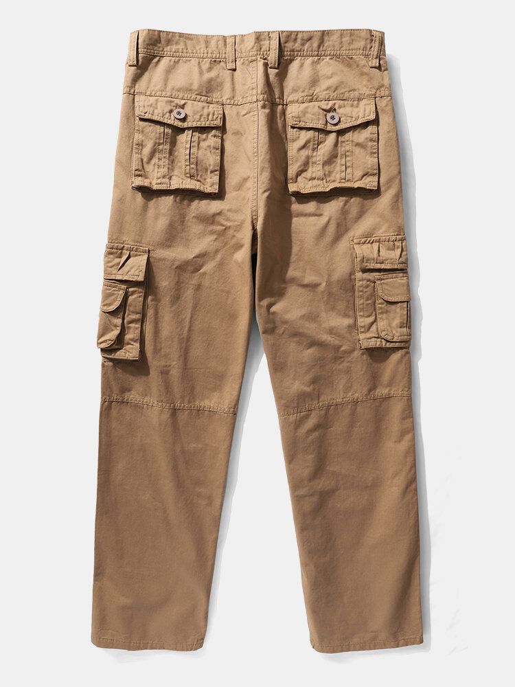 Hombre Utility 100% Algodón Color Sólido Casual Zipper Fly Cargo Pantalones