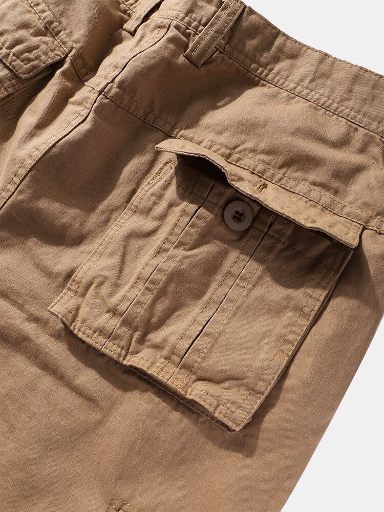 Hombre Utility 100% Algodón Color Sólido Casual Zipper Fly Cargo Pantalones