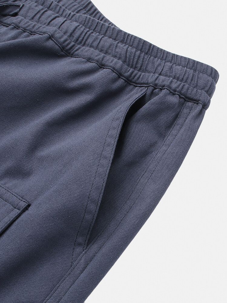 Pantalón Jogger Azul Marino Con Cordón Multibolsillos 100% Algodón Para Hombre