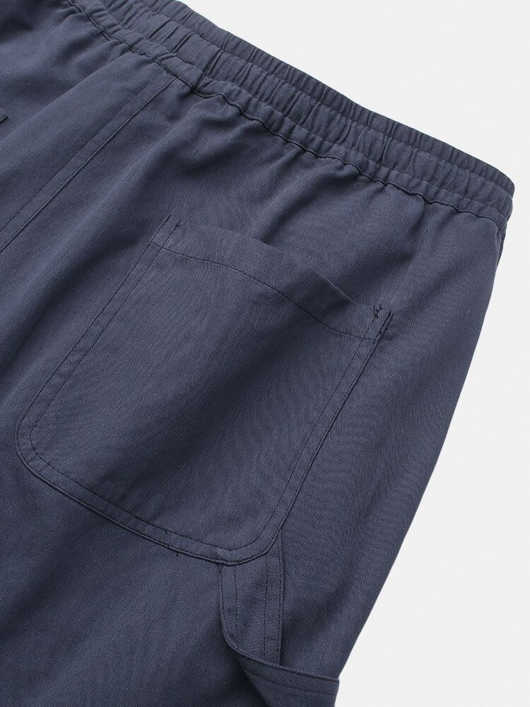 Pantalón Jogger Azul Marino Con Cordón Multibolsillos 100% Algodón Para Hombre