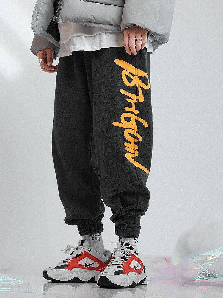 Pantalón Jogger Con Cordón Y Bolsillo Con Gráficos De Letras Para Hombre