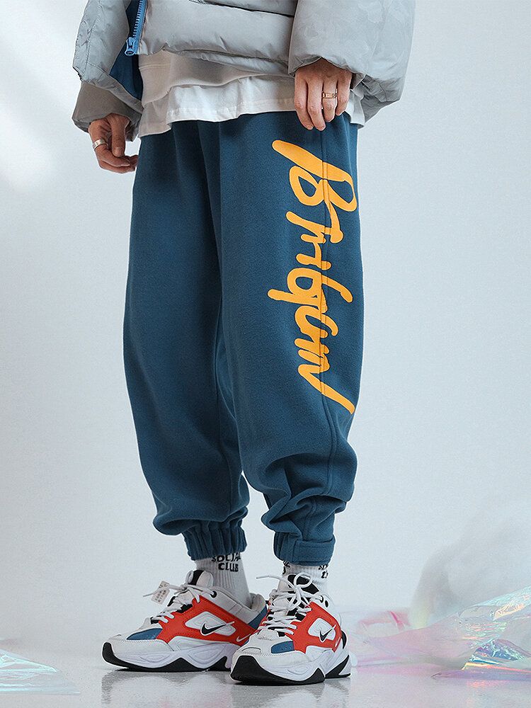 Pantalón Jogger Con Cordón Y Bolsillo Con Gráficos De Letras Para Hombre