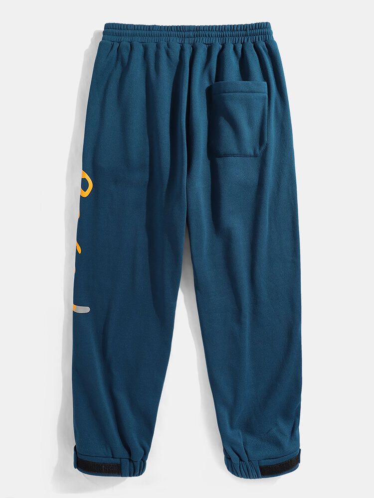 Pantalón Jogger Con Cordón Y Bolsillo Con Gráficos De Letras Para Hombre