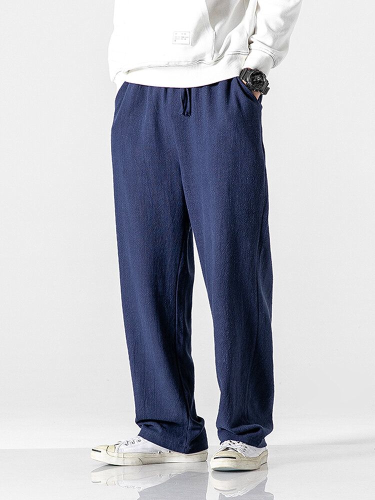 Pantalón Recto Largo Liso 100% Algodón Para Hombre