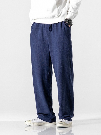 Pantalón Recto Largo Liso 100% Algodón Para Hombre