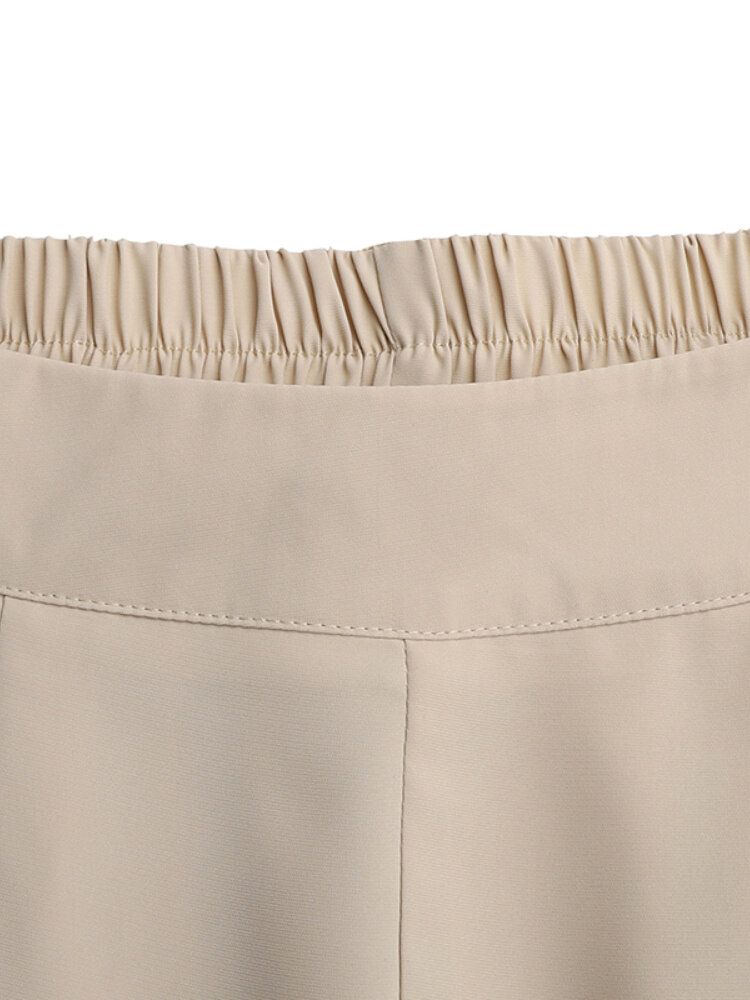 Pantalones Anchos Sueltos Sueltos Plisados De Cintura Alta Para Mujer Con Bolsillos