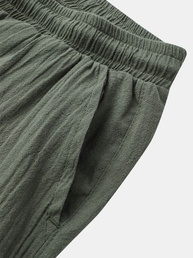 Pantalones Bombachos Con Puños Sueltos Con Cordón De Color Sólido Para Hombre Con Bolsillo