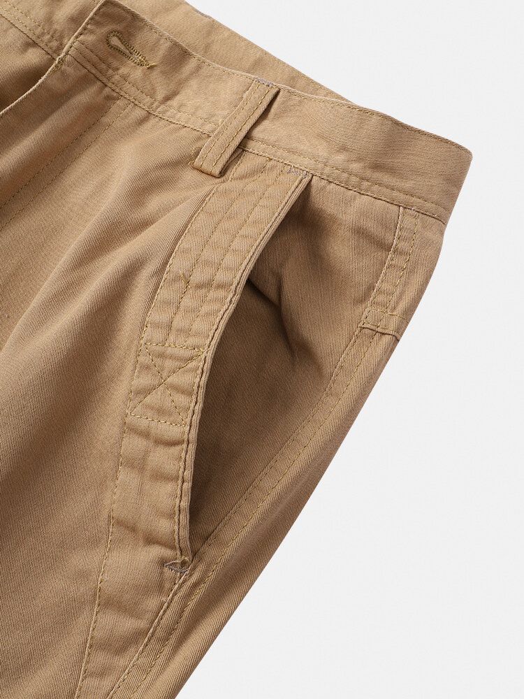 Pantalones De Carga Con Mosca Con Cremallera De Múltiples Bolsillos De Color Sólido Para Hombre Monos De Algodón