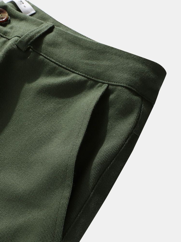 Pantalones Cargo De Ajuste Relajado Con Mosca Con Cremallera 100% Algodón De Color Sólido Para Hombre