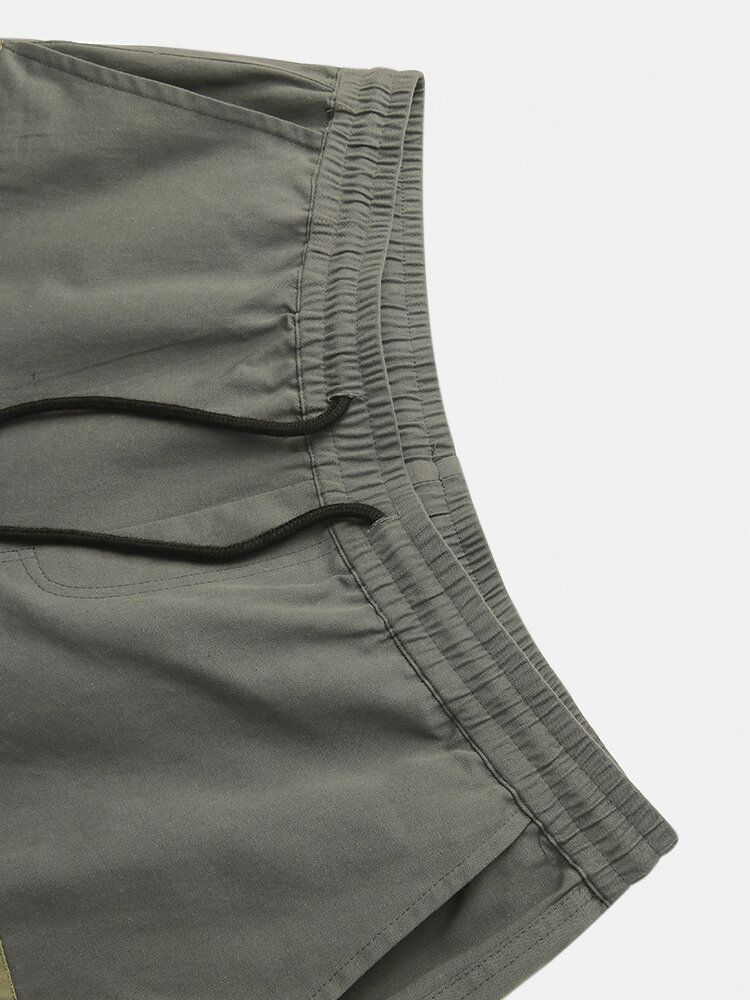 Pantalones Cargo De Cintura Elástica Con Cordón De Retazos De Algodón 100% Para Hombre Con Bolsillo