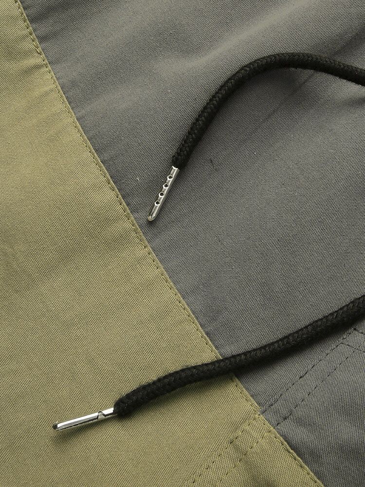 Pantalones Cargo De Cintura Elástica Con Cordón De Retazos De Algodón 100% Para Hombre Con Bolsillo