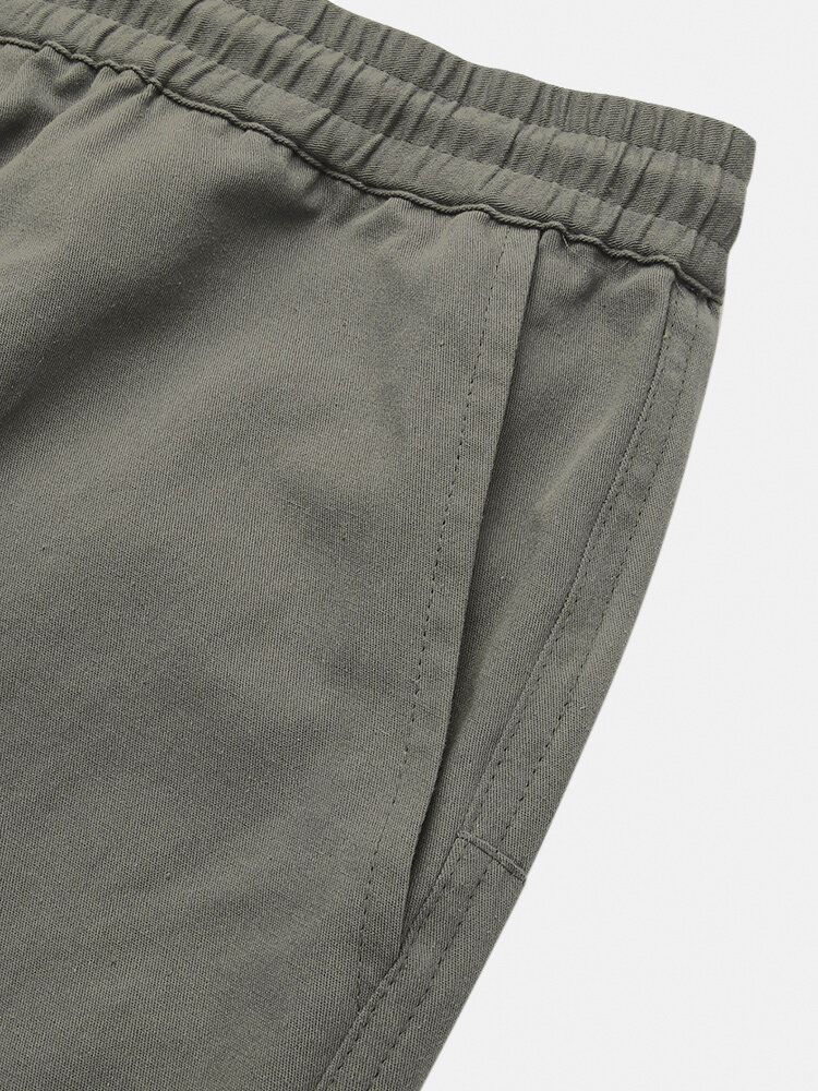 Pantalones Cargo De Cintura Elástica Con Cordón De Retazos De Algodón 100% Para Hombre Con Bolsillo