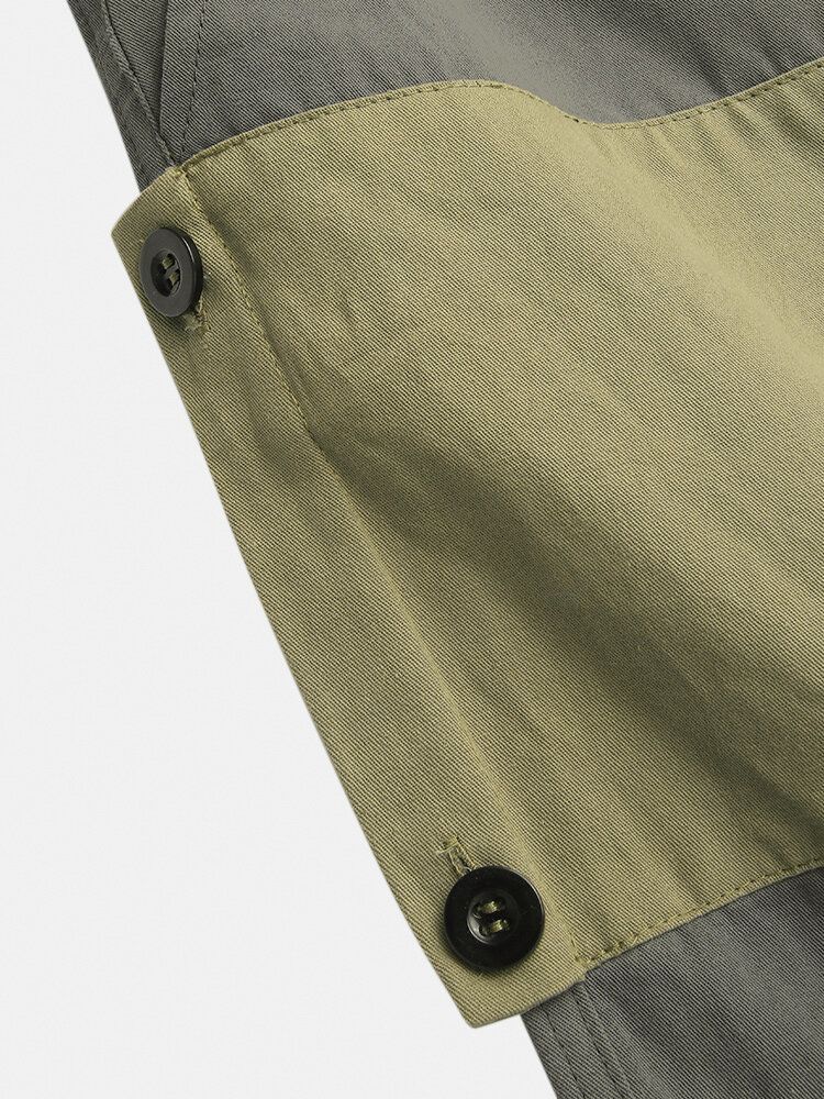 Pantalones Cargo De Cintura Elástica Con Cordón De Retazos De Algodón 100% Para Hombre Con Bolsillo