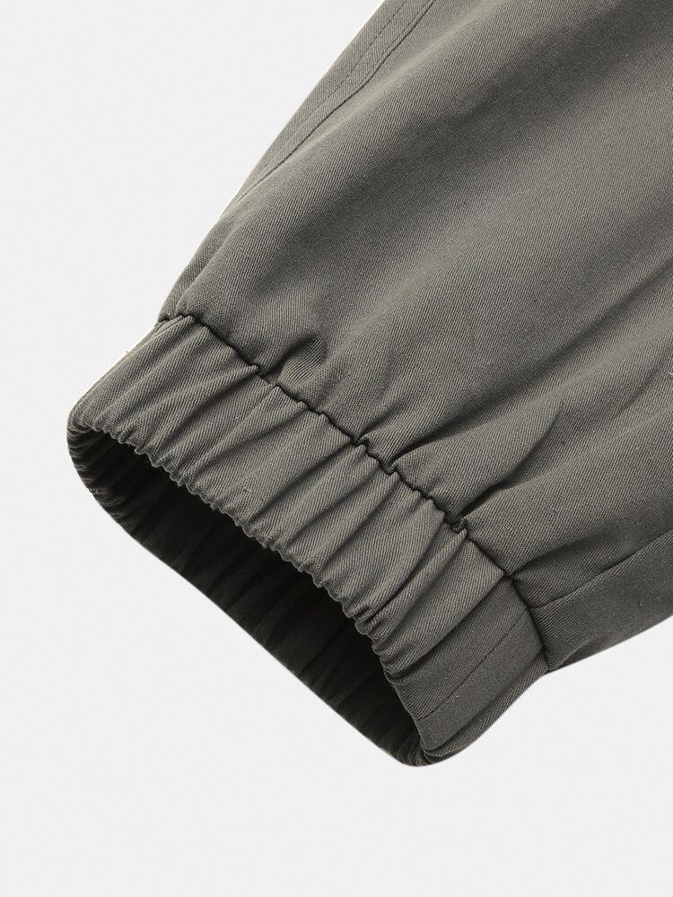 Pantalones Cargo De Cintura Elástica Con Cordón De Retazos De Algodón 100% Para Hombre Con Bolsillo