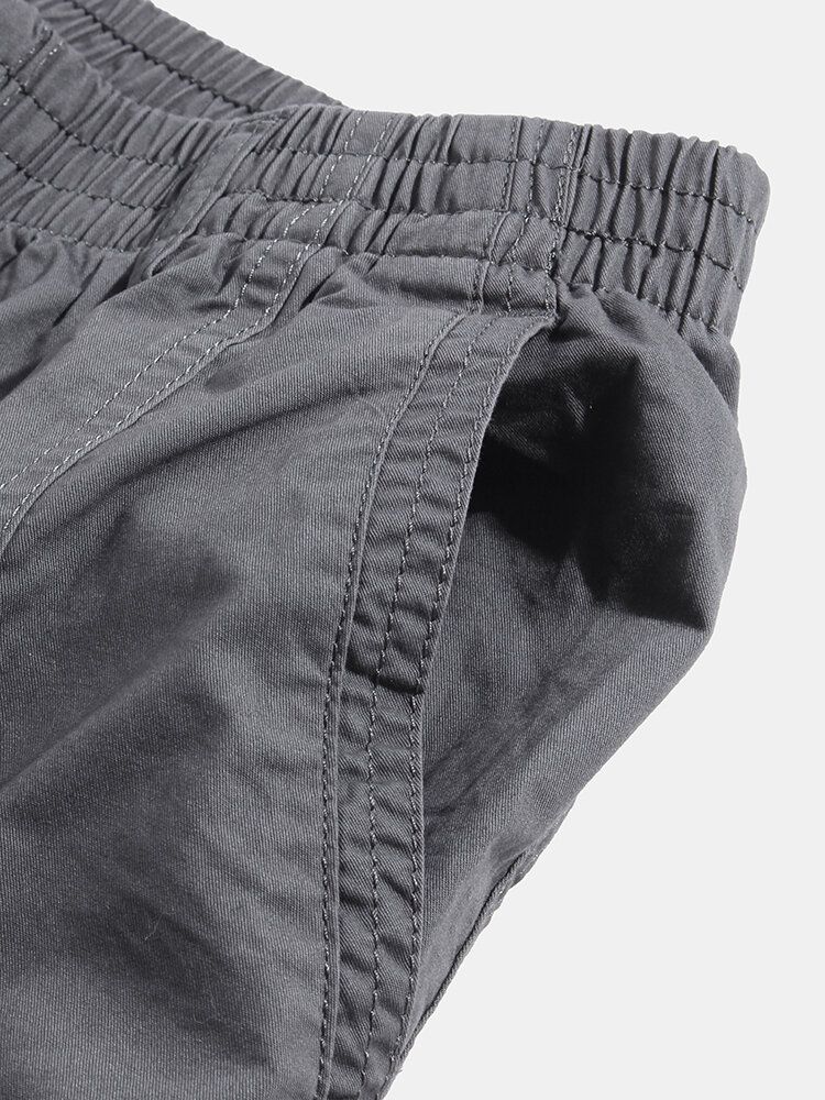 Pantalones Cargo De Cintura Elástica Con Múltiples Bolsillos De Algodón Para Hombre