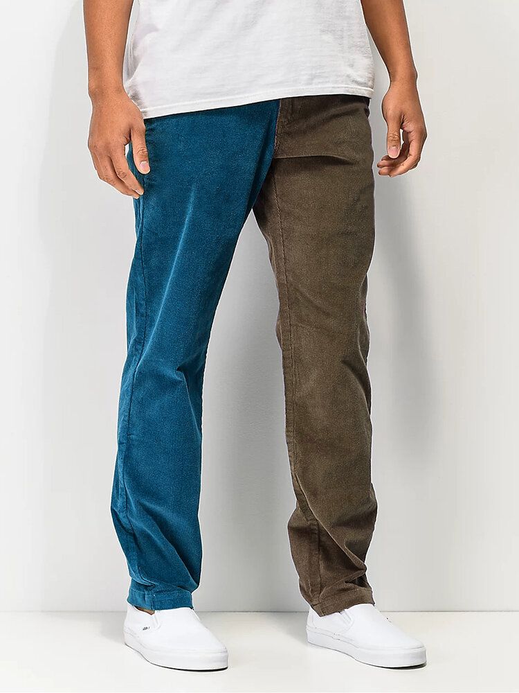 Pantalones Cargo Con Bolsillo De Color En Contraste Para Hombre Hasta El Tobillo