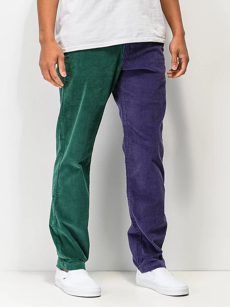 Pantalones Cargo Con Bolsillo De Color En Contraste Para Hombre Hasta El Tobillo