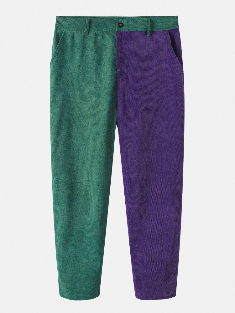 Pantalones Cargo Con Bolsillo De Color En Contraste Para Hombre Hasta El Tobillo