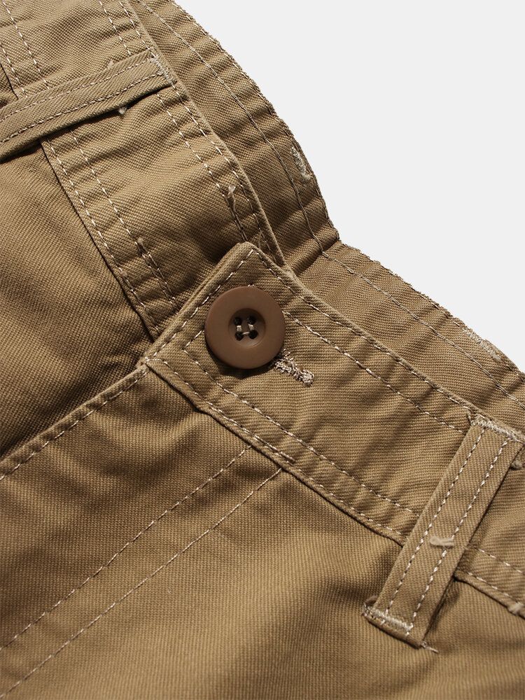 Pantalones Cargo Con Cremallera Y Botones Con Múltiples Bolsillos 100% Algodón Para Hombre