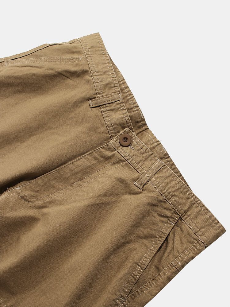 Pantalones Cargo Con Cremallera Y Botones Con Múltiples Bolsillos 100% Algodón Para Hombre