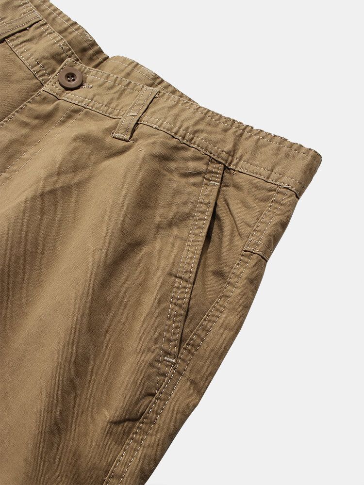 Pantalones Cargo Con Cremallera Y Botones Con Múltiples Bolsillos 100% Algodón Para Hombre