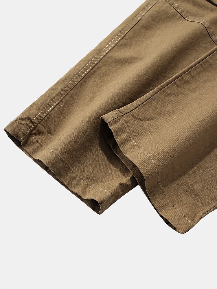 Pantalones Cargo Con Cremallera Y Botones Con Múltiples Bolsillos 100% Algodón Para Hombre