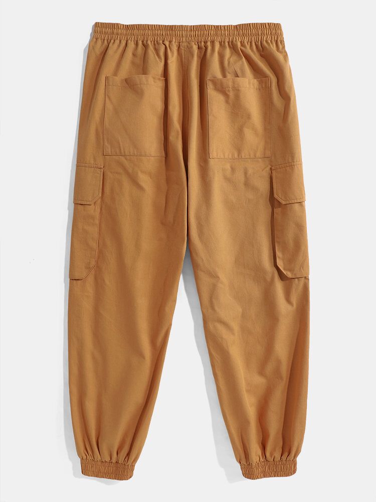 Pantalones Cargo Con Puños Y Ajuste Relajado 100% Algodón Para Hombre