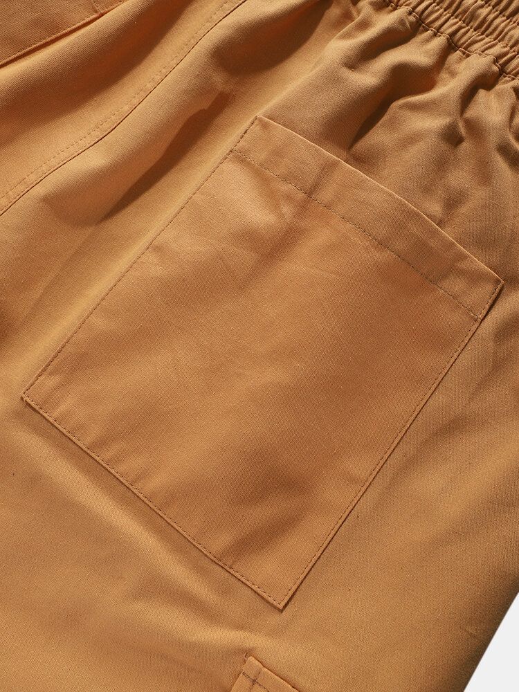 Pantalones Cargo Con Puños Y Ajuste Relajado 100% Algodón Para Hombre