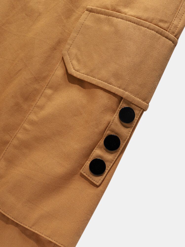 Pantalones Cargo Con Puños Y Ajuste Relajado 100% Algodón Para Hombre