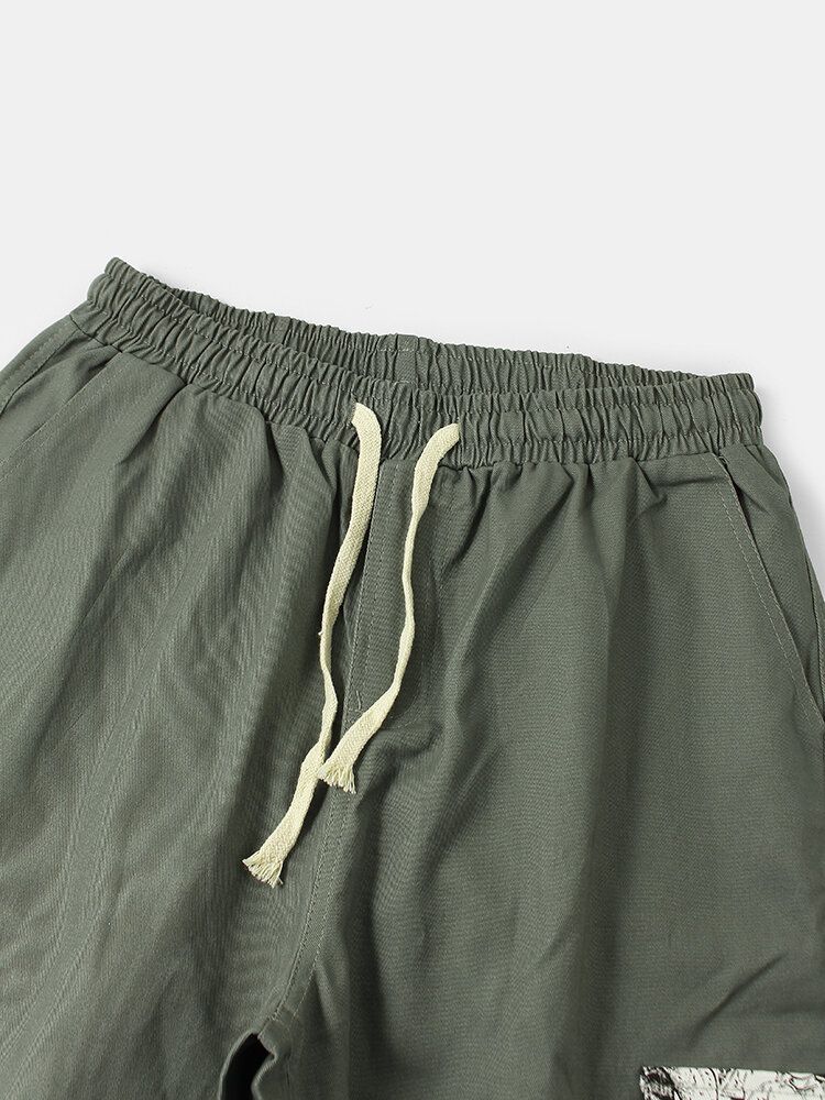 Pantalones Cargo Para Hombre De Dibujos Animados Con Estampado De Anime De Algodón Con Cordón Y Pies Con Bolsillo