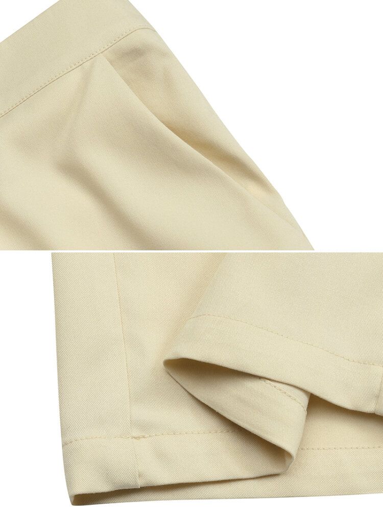 Pantalones Cargo Rectos Casuales De Cintura Media De Color Sólido Para Mujer Con Bolsillos