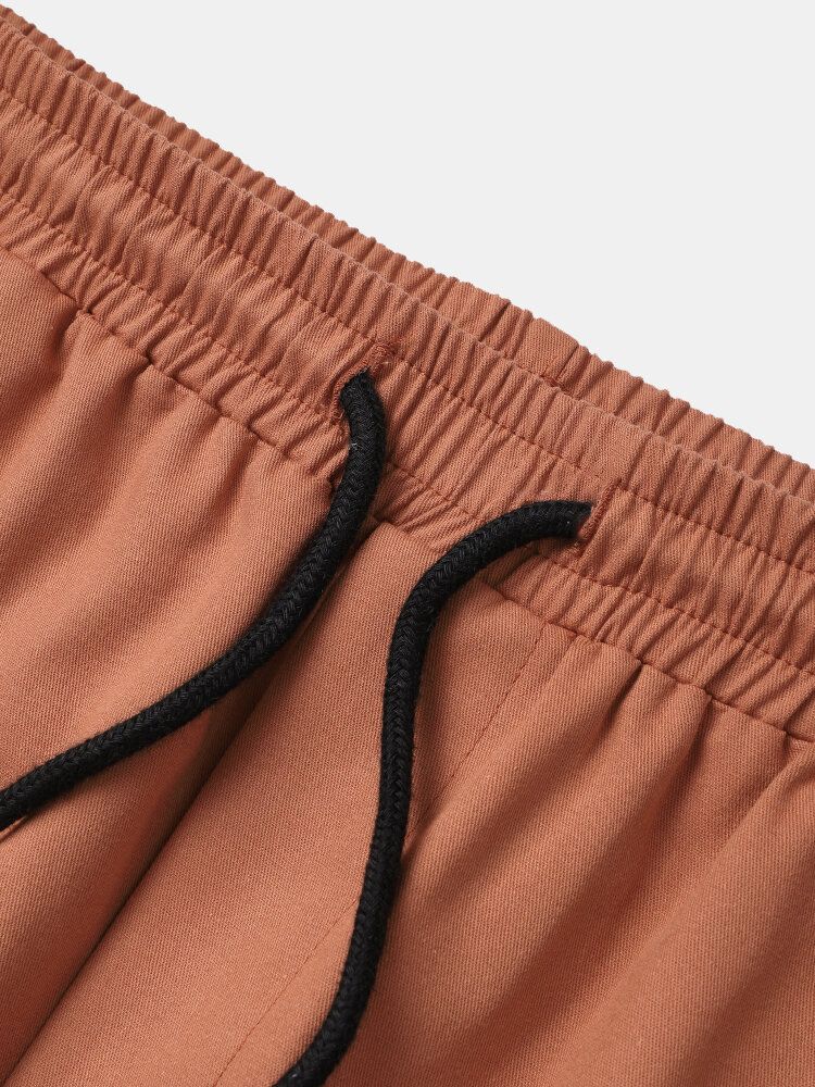 Pantalones Cargo Sueltos 100% Algodón De Color Sólido Para Hombre