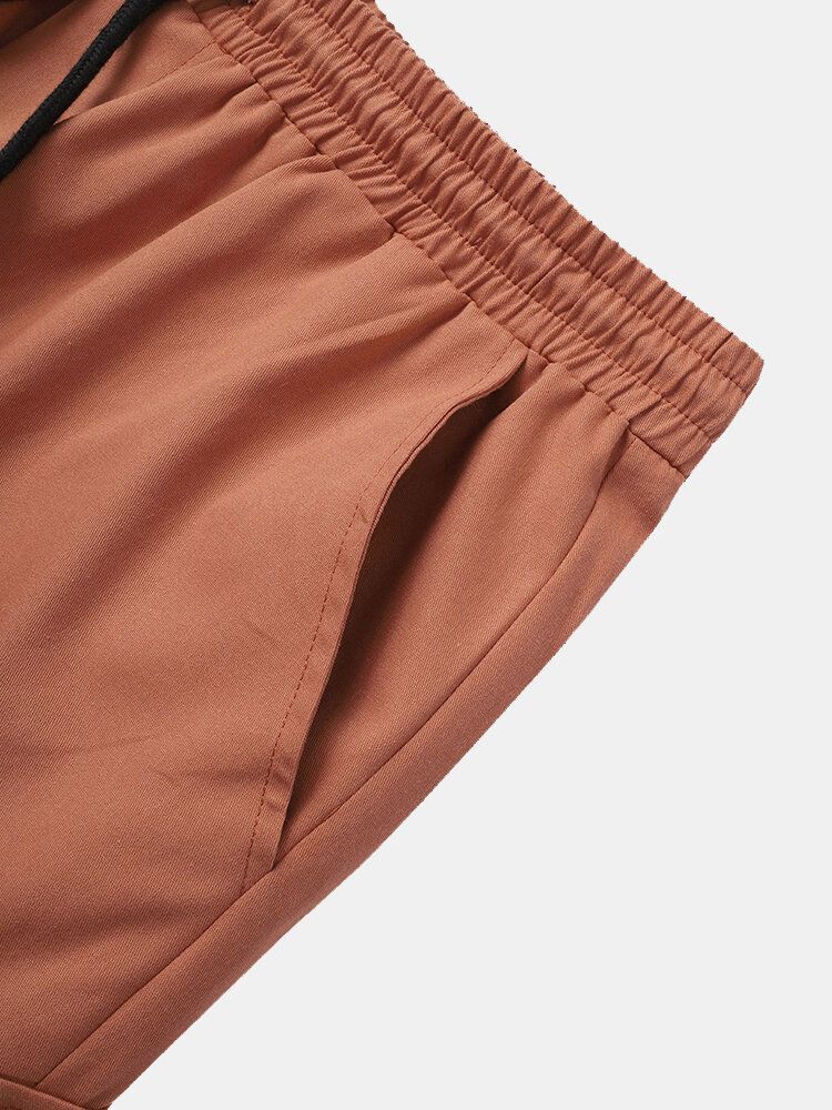 Pantalones Cargo Sueltos 100% Algodón De Color Sólido Para Hombre