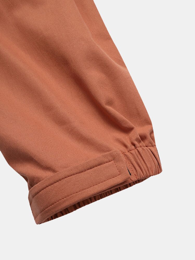 Pantalones Cargo Sueltos 100% Algodón De Color Sólido Para Hombre