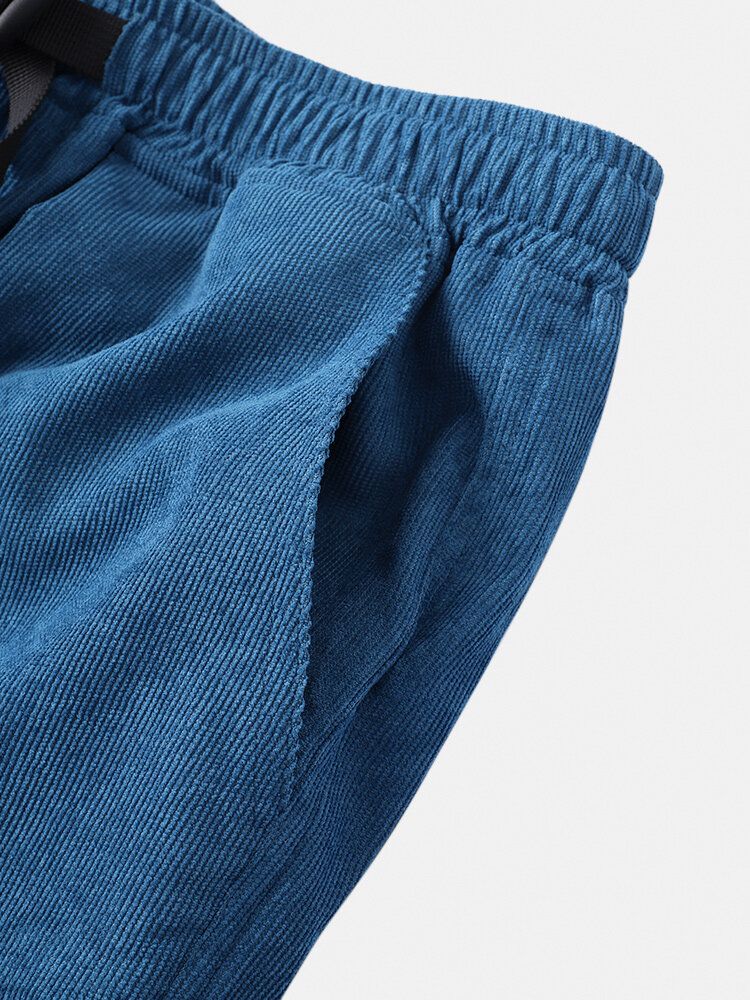 Pantalones Cargo Sueltos De Cintura Elástica Con Bolsillo Lateral Para Hombre