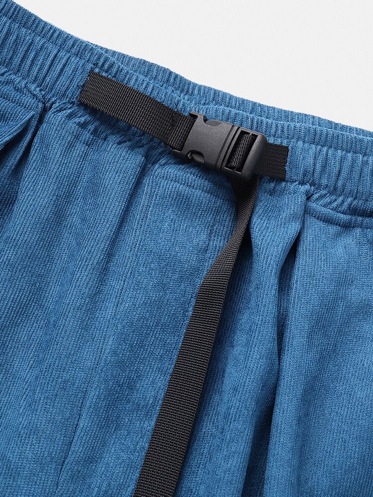 Pantalones Cargo Sueltos De Cintura Elástica Con Bolsillo Lateral Para Hombre