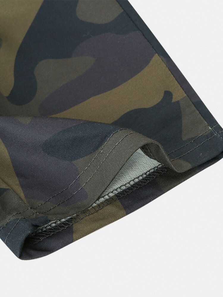 Pantalones Casuales De Algodón Con Cordón De Camuflaje Para Hombre Con Bolsillo