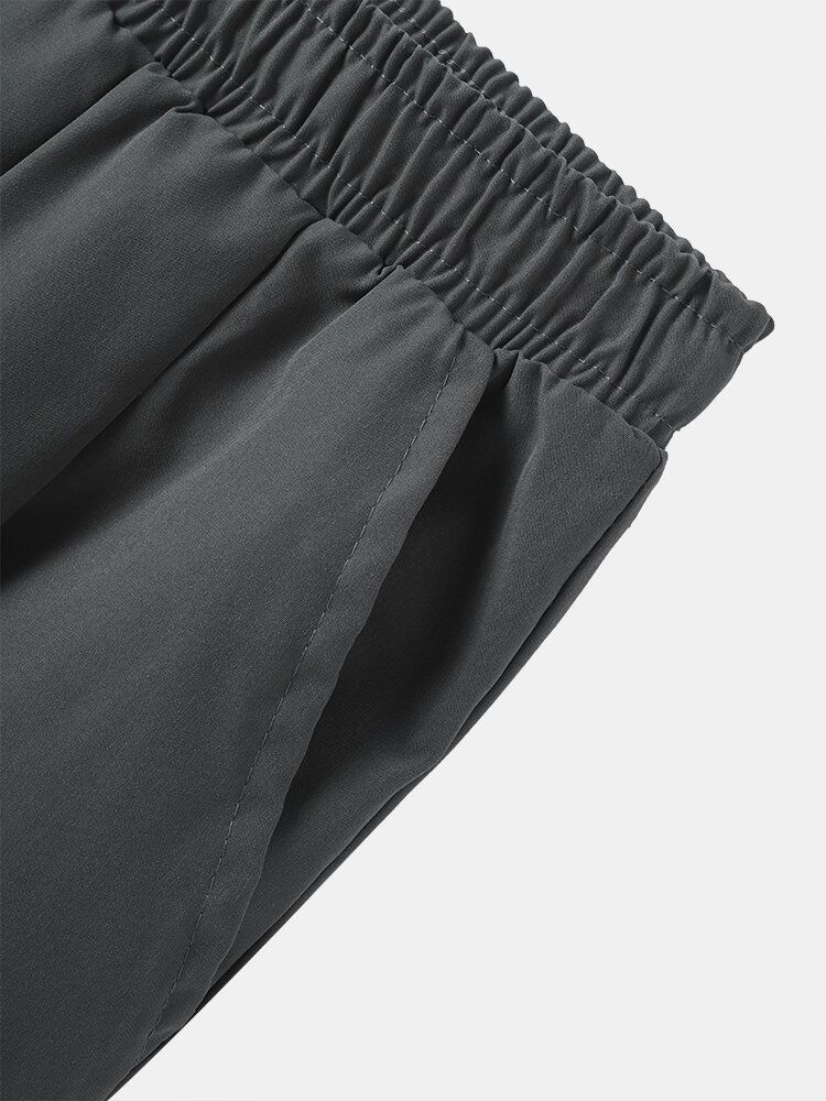 Pantalones Casuales De Color Puro Con Cintura Elástica Hasta La Pantorrilla Para Hombre