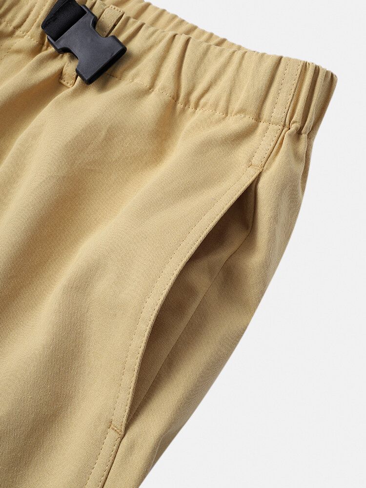 Pantalones Casuales De Color Sólido Con Cremallera Y Bolsillo De Algodón 100% Para Hombre