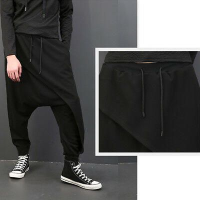 Pantalones Casuales Con Drapeado Entrepierna Caída Harem Hip Hop Pantalones Holgados Cruzados