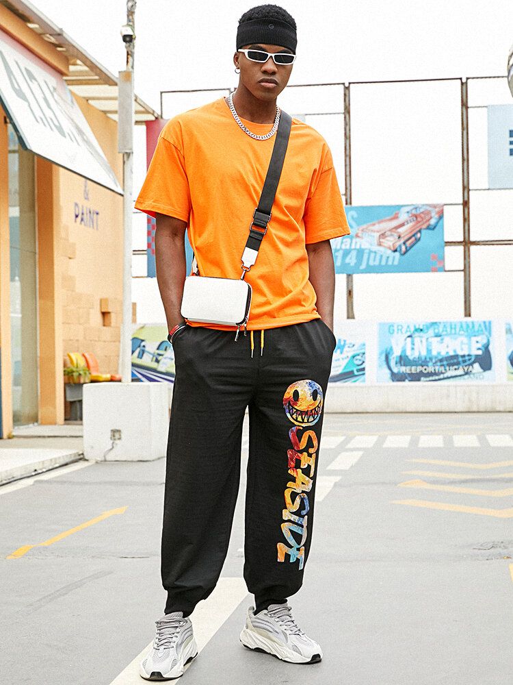 Pantalones Casuales Con Estampado De Letras Punk Street Para Hombre