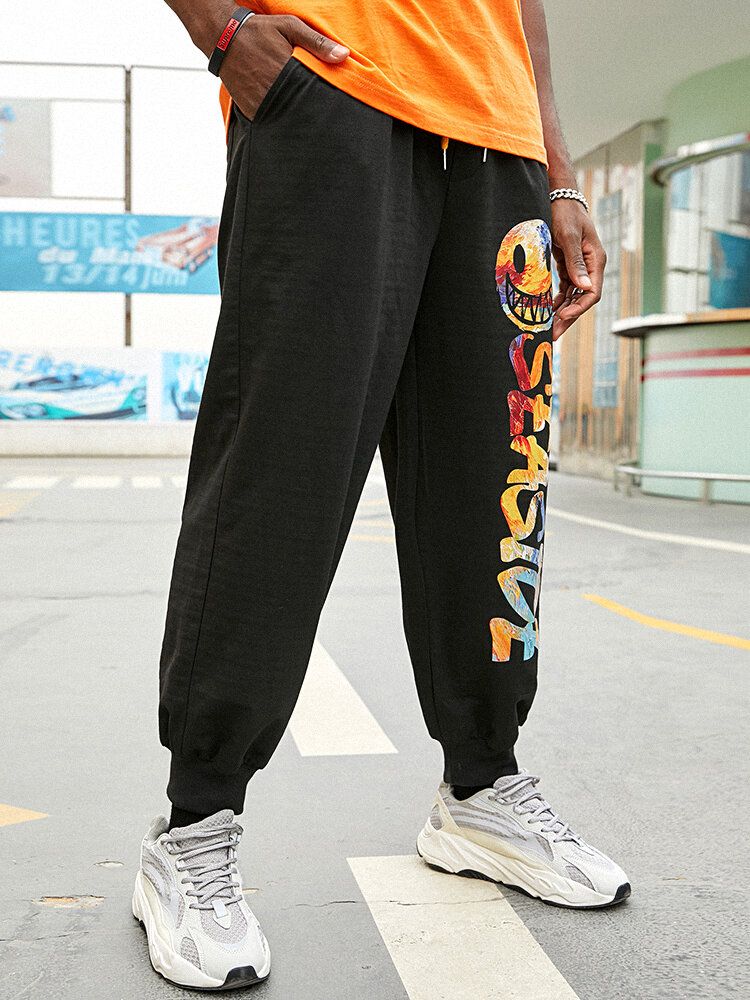 Pantalones Casuales Con Estampado De Letras Punk Street Para Hombre