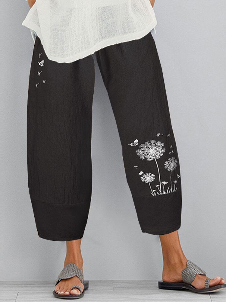 Pantalones Casuales Sueltos Con Cintura Elástica Con Estampado Floral Para Mujer