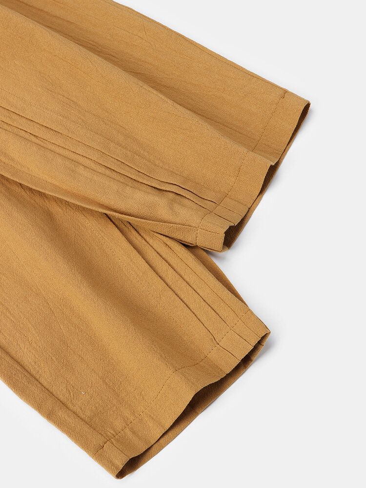 Pantalones Casuales De Talla Grande Con Cordón De Cintura Alta Elástica De Color Sólido Para Mujer