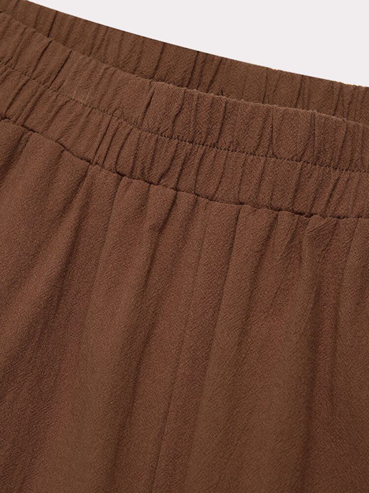 Pantalones Casuales Transpirables De Color Sólido 100% Algodón Para Hombre