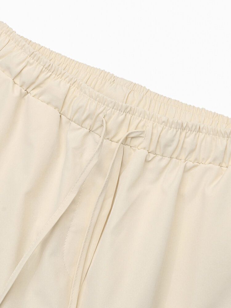 Pantalones De Chándal De Carga Informal Con Cintura Elástica Con Cordón De Color Sólido Para Mujer