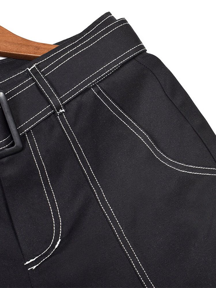 Pantalones De Chándal Casuales De Cintura Alta Negros Para Mujer