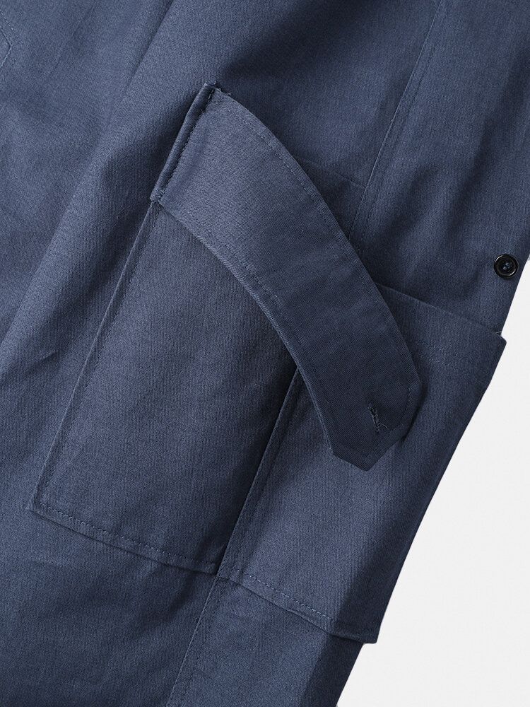 Pantalones De Chándal Casuales De Color Sólido 100% Algodón Para Hombre Con Bolsillo