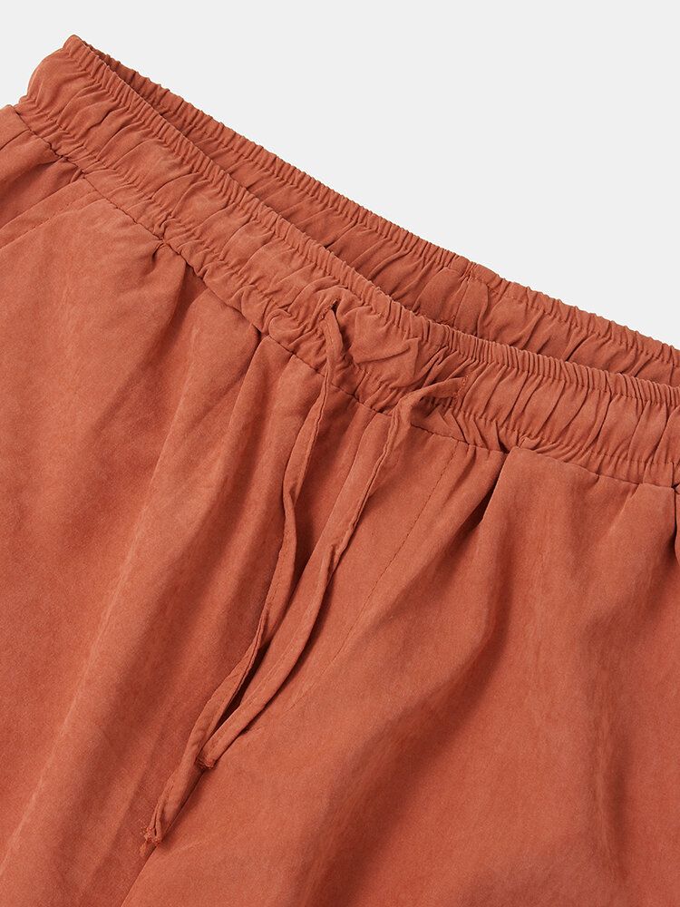 Pantalones De Chándal Casuales Con Cintura Bordada Y Plisada De Color Sólido Para Hombre