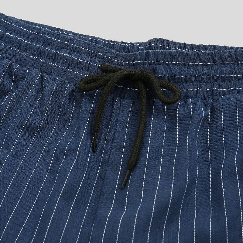 Pantalones De Chándal Casuales Con Cintura Elástica A Rayas Para Hombre